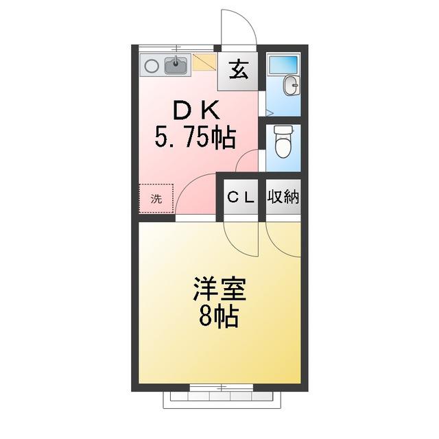 大里ハイツ(1DK/1階)の間取り写真