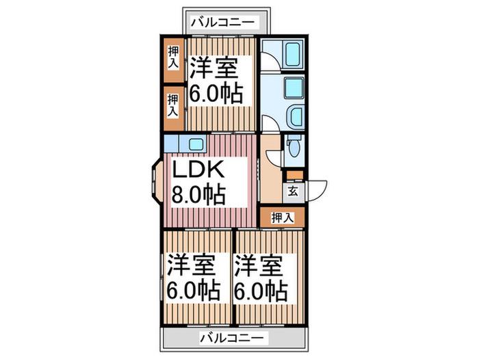 エクセレンス・アライ(3LDK/3階)の間取り写真