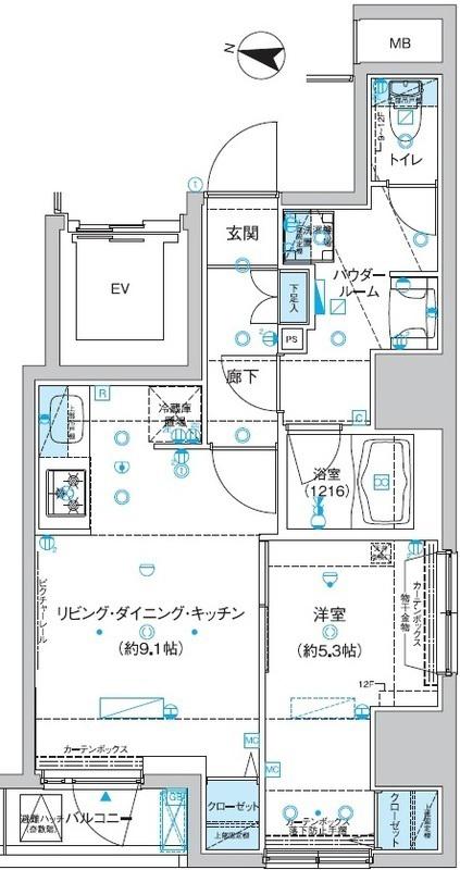 エストゥルース入谷(1LDK/2階)の間取り写真