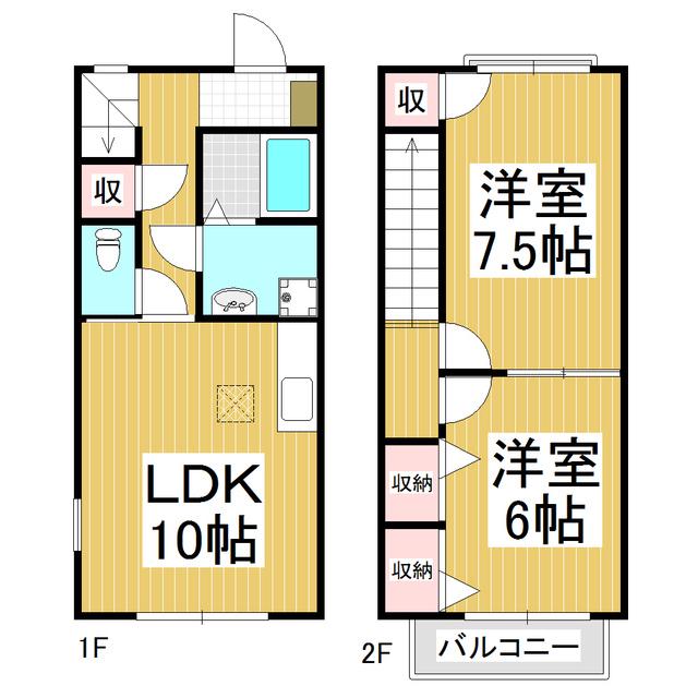 サンハイツ小林C(2LDK/1階)の間取り写真