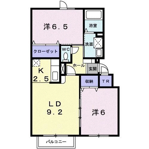 グリーンコート福永III(2LDK/2階)の間取り写真