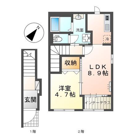 グランフルール(1LDK/2階)の間取り写真