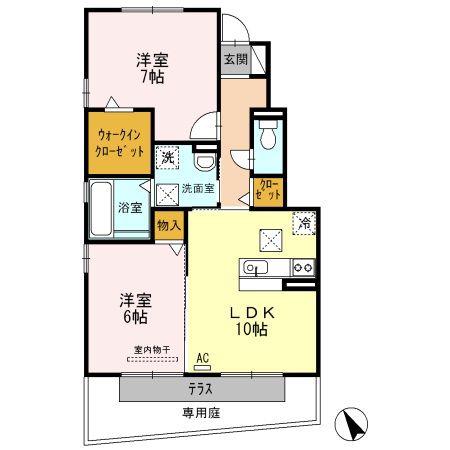 ラ・プランタン(2LDK/1階)の間取り写真