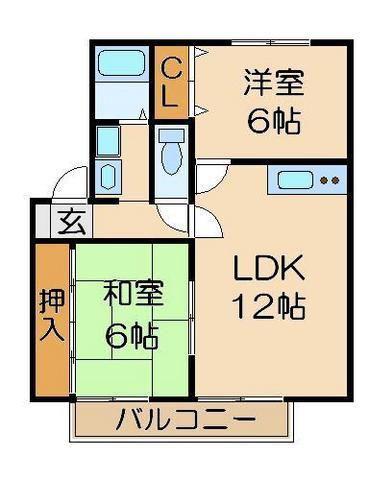 オールパレスA(2LDK/2階)の間取り写真