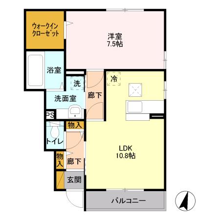 GARDENS II(1LDK/1階)の間取り写真