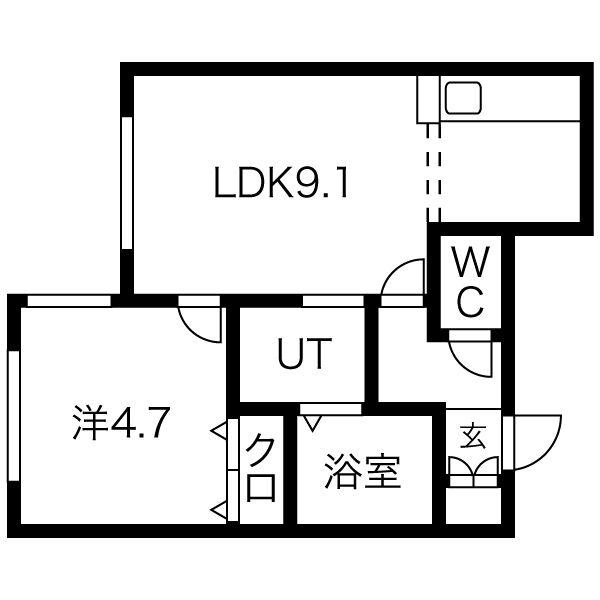 DINO 発寒南(1LDK/1階)の間取り写真