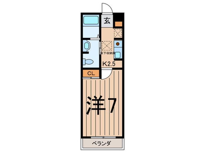 ラヴィアンローズ(1K/2階)の間取り写真