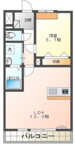 セレンディピティII(1LDK/2階)の間取り写真