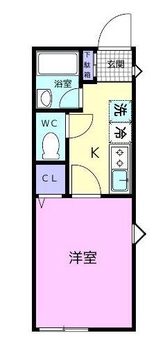 TJ杭ノ瀬II B(1K/1階)の間取り写真