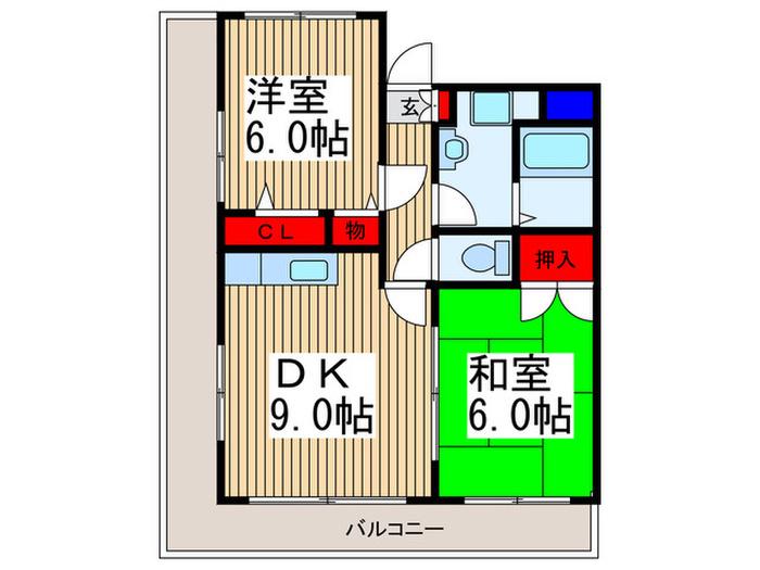 エクシード高野(2DK/3階)の間取り写真