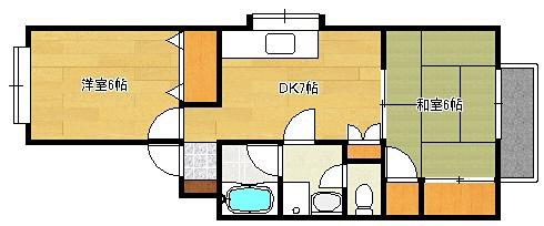 ピナクル博多南B(2DK/1階)の間取り写真