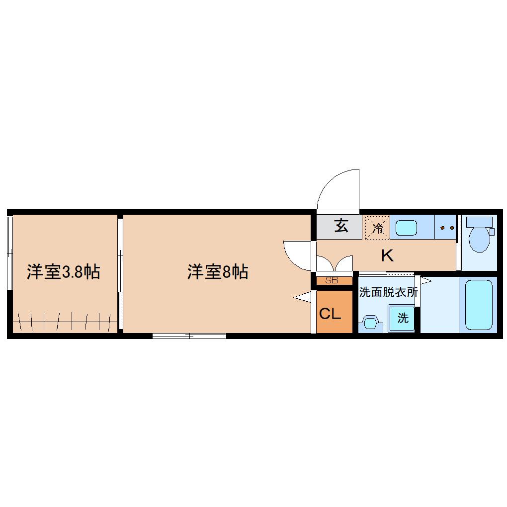 エル向山(2K/2階)の間取り写真
