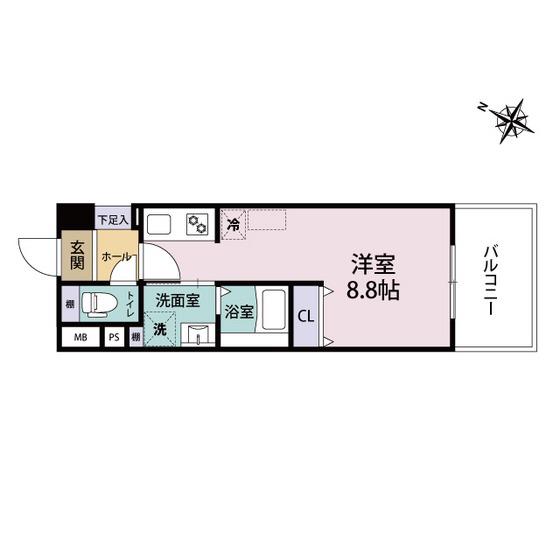 ARISTA箱崎(ワンルーム/2階)の間取り写真