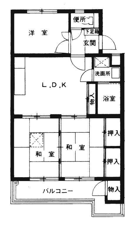 エメラルドマンション東那珂(3LDK/4階)の間取り写真