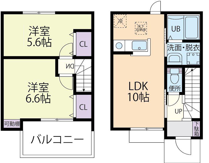 ポポラーレI(2LDK/1階)の間取り写真