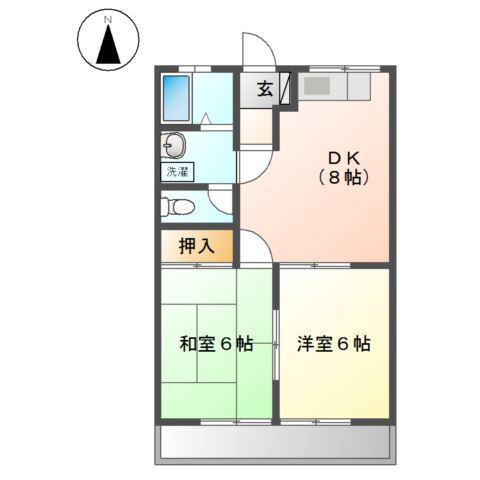 エポックハイムけんせいA・B(2DK/1階)の間取り写真