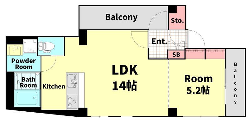 KY薬王寺(1LDK/4階)の間取り写真