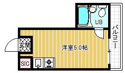 シャトー福島(ワンルーム/5階)の間取り写真