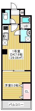FORTUNA(1DK/3階)の間取り写真