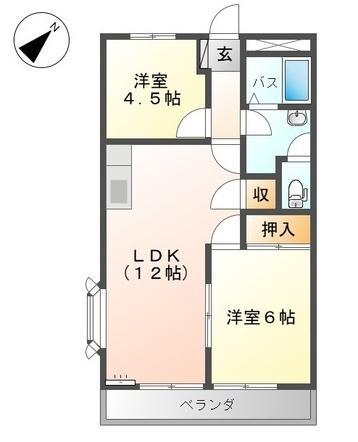 グレースタウンI(2LDK/2階)の間取り写真