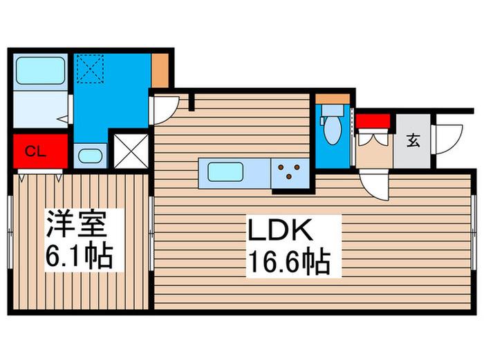リーブルファイン足立花畑(1LDK/1階)の間取り写真