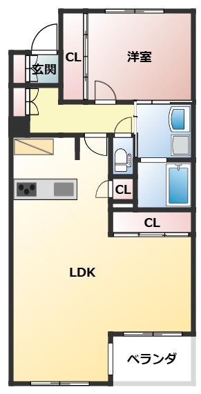 カルパティア市ヶ谷(1LDK/4階)の間取り写真