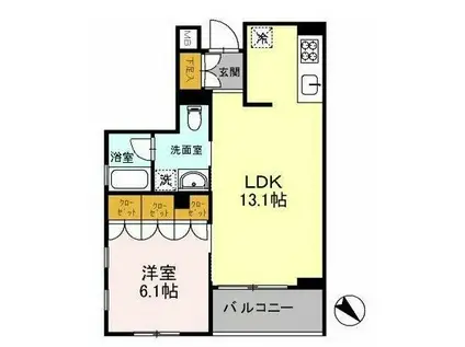 カスタリア初台II(1LDK/5階)の間取り写真