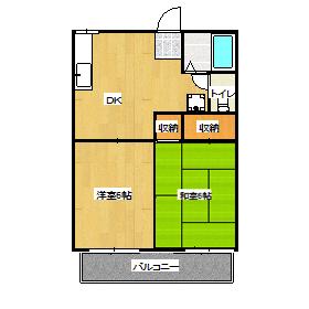 コーポ長船A(2DK/2階)の間取り写真