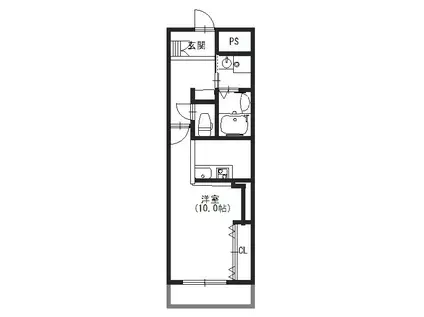 ビエント(ワンルーム/1階)の間取り写真