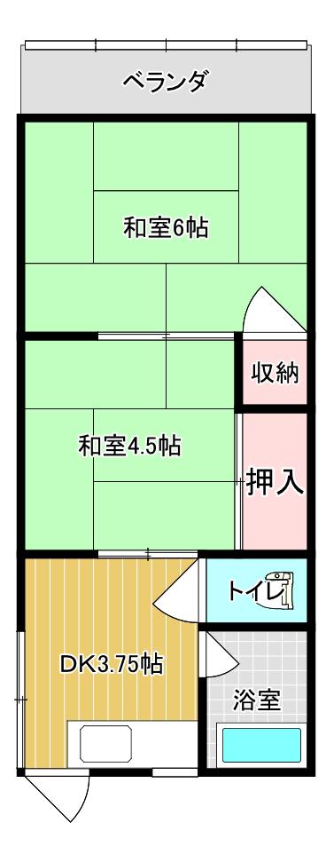 伊藤荘(2DK/2階)の間取り写真