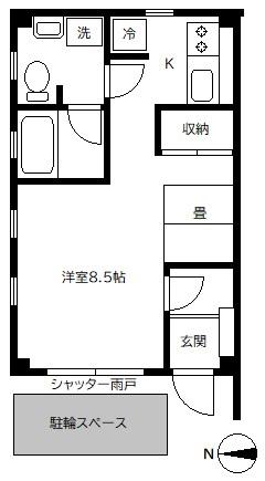 コンブリオ(1K/1階)の間取り写真