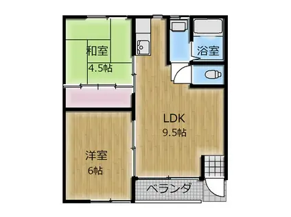 メゾンMI(2LDK/1階)の間取り写真