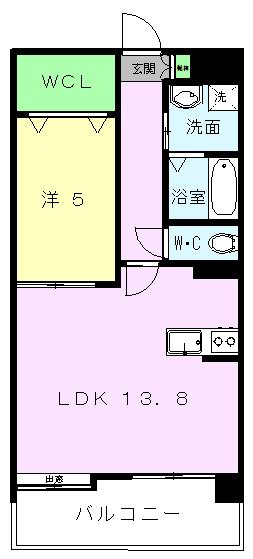 ノブハウス菊陽(1LDK/6階)の間取り写真