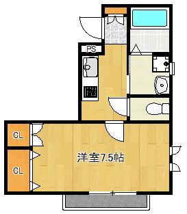 プランドール新城(1K/2階)の間取り写真