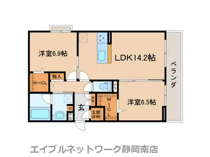 COCON イースト(2LDK/1階)の間取り写真