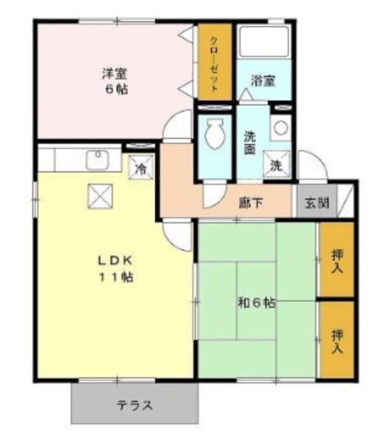 近鉄奈良線 河内花園駅 徒歩25分 2階建 築26年(2LDK/2階)の間取り写真