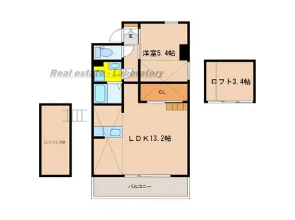 アルテマイスター カサミラ ALTE MEISTER CASAMIR(1SLDK/3階)の間取り写真