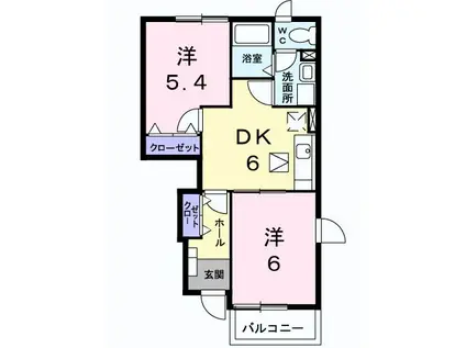 ヴェルカーザII(2DK/1階)の間取り写真