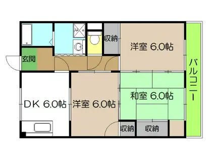 イーストハイツ(2LDK/1階)の間取り写真