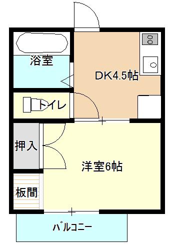 セジュール湖南(1DK/1階)の間取り写真