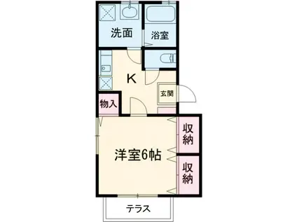 ハレ・オハナI(1K/1階)の間取り写真