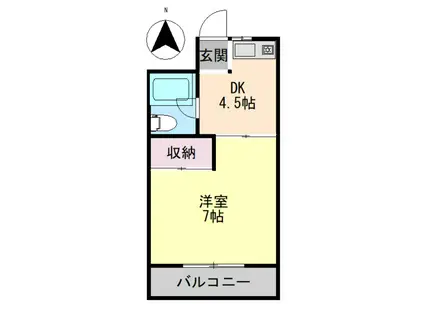 イースト BEACH弐番館(1K/1階)の間取り写真