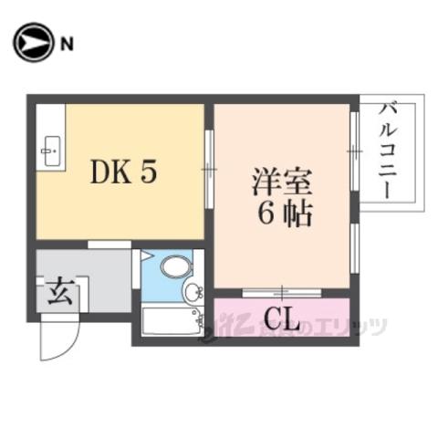 米田マンション(1DK/4階)の間取り写真