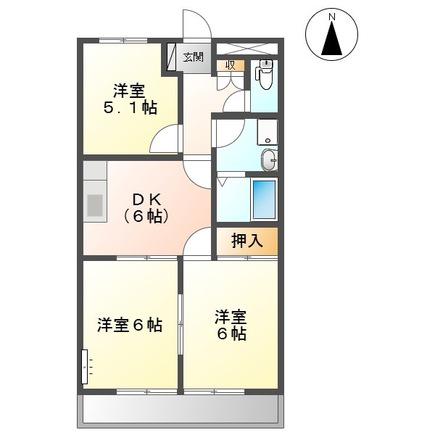 グリーンハイム松橋(3DK/2階)の間取り写真