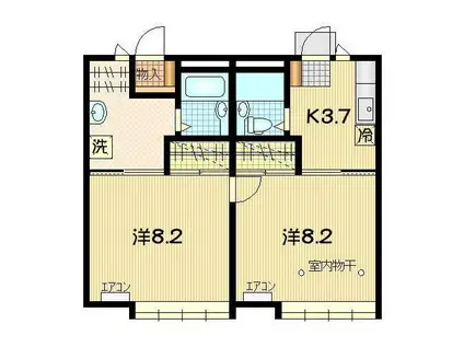 滝沢ヒルズ A(2K/1階)の間取り写真