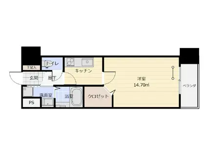 アークデュオ福島万世町(1K/12階)の間取り写真