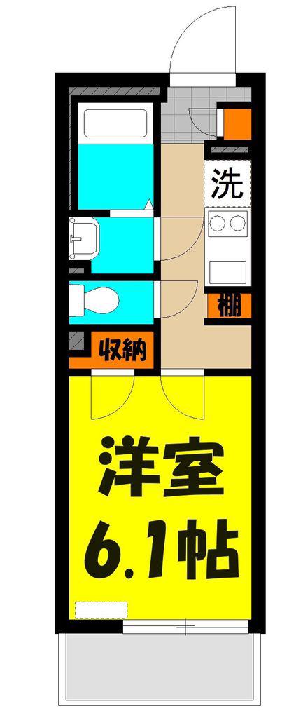 JR埼京線 与野本町駅 徒歩18分 4階建 築10年(1K/2階)の間取り写真