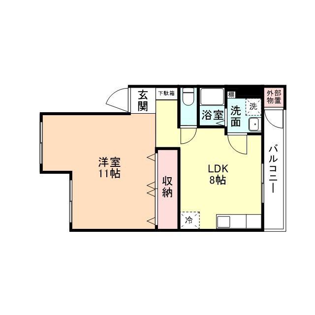 館出マンション(1LDK/2階)の間取り写真
