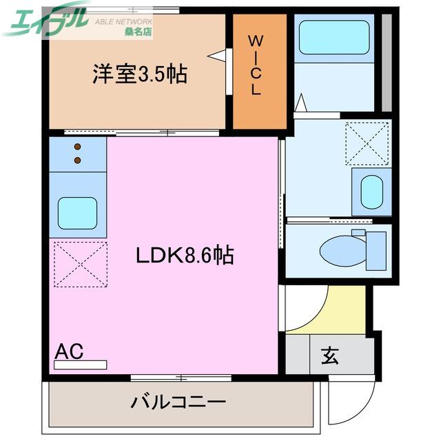 近鉄名古屋線 近鉄長島駅 徒歩10分 2階建 築4年(1LDK/1階)の間取り写真