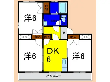 フリーデン(3DK/3階)の間取り写真